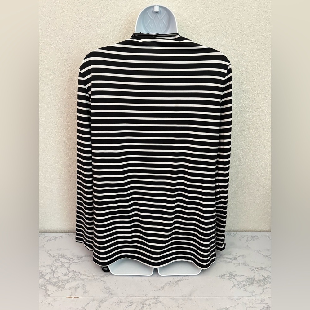Sheila Rose Long Sleeve Cardigan Size XL Black White Striped Open Front NWOT - Picture 3 of 4
